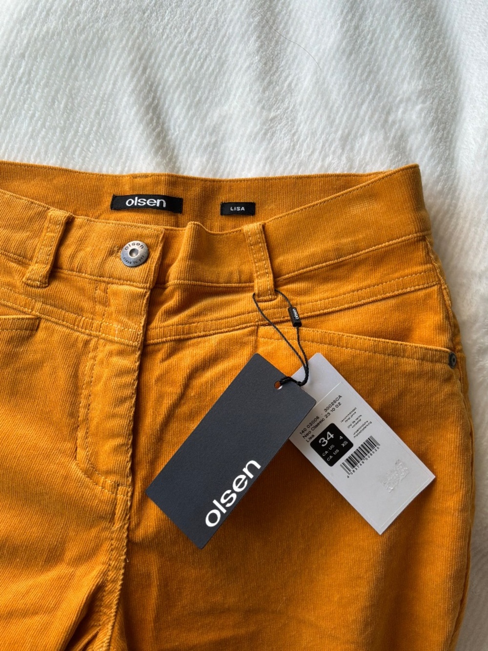 NWT Olsen Europe Lisa Fine Corduroy Pants Orange Size 4 (XS) Straight Leg
